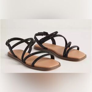 Torrid Black‎ Rhinestone Embellished Gladiator Sandal Size 9.5WW NWT